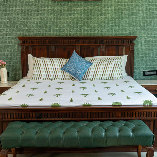 The Vrinda Set - Hand Block Printed Jaipuri Cotton Bed Sheet Set