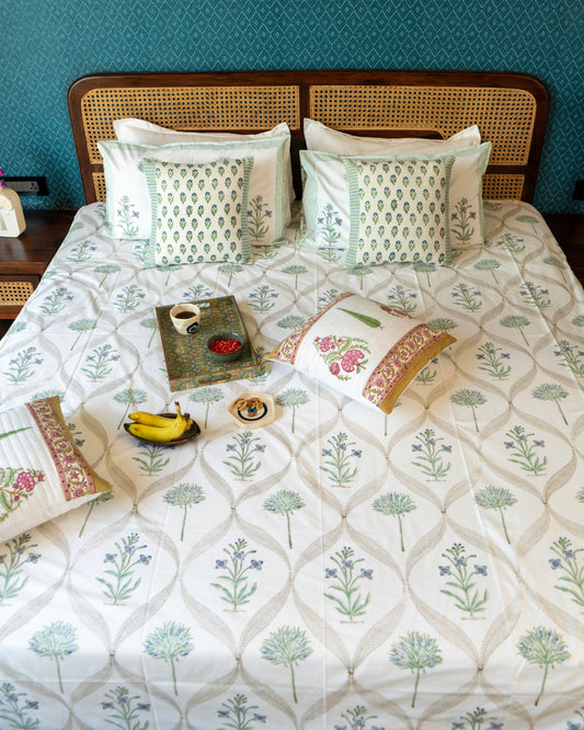 The Neelima Set - Hand Block Printed Jaipuri Cotton Bed Sheet Set