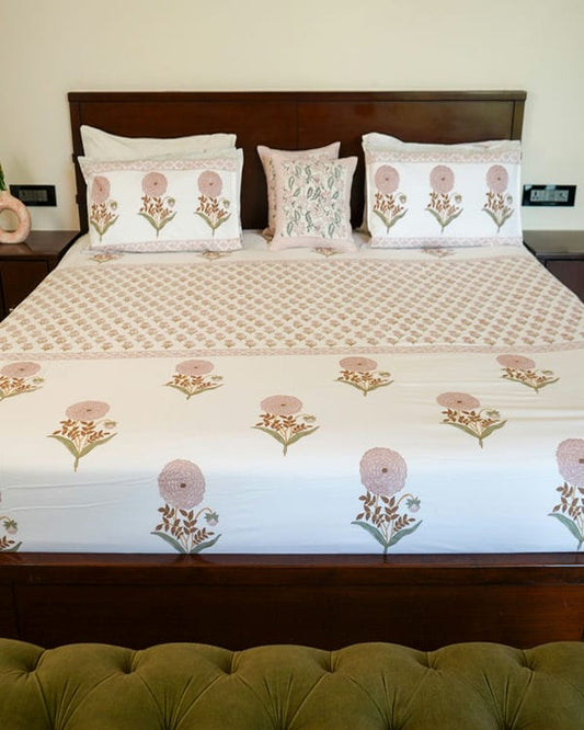 The Rajwada Set - Hand Block Printed Jaipuri Cotton Bed Sheet Set