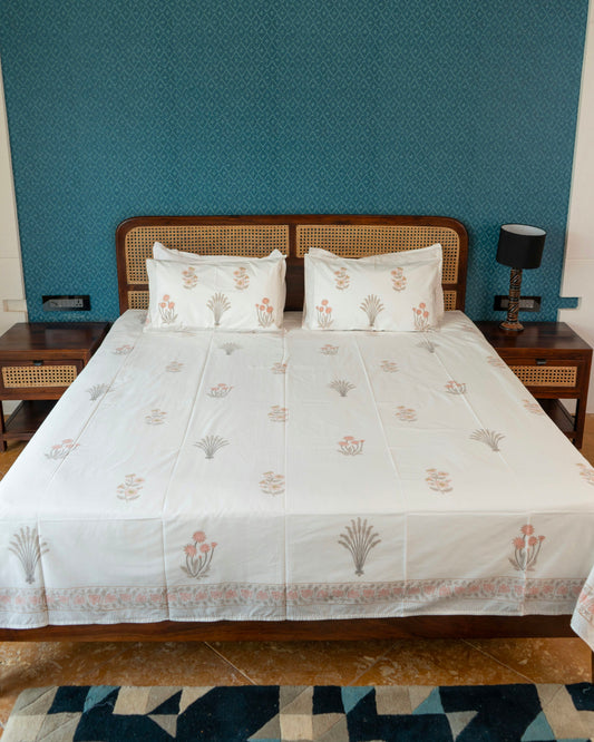 The Chandni Set - Hand Block Printed Jaipuri Cotton Bed Sheet Set