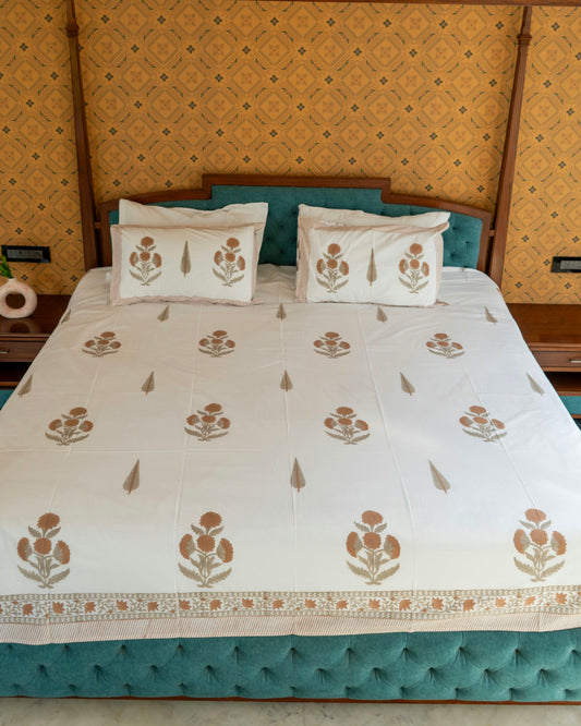 The Vasant Set - Hand Block Printed Jaipuri Cotton Bed Sheet Set