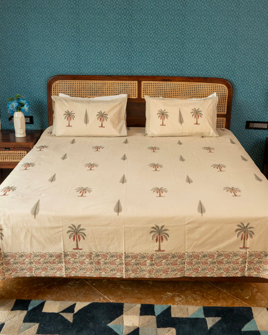 The Marusthal Set - Hand Block Printed Jaipuri Cotton Bed Sheet Set