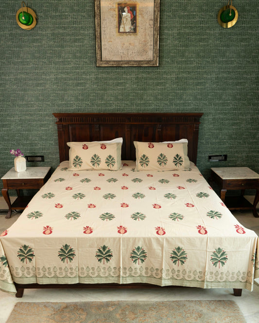 The Vanaspati Set - Hand Block Printed Jaipuri Cotton Bed Sheet Set