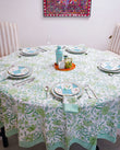 Emerald Chintz Printed Cotton Round Dining Tablecloth