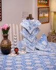 Jodhpur Blue Cotton Handcrafted Round Dining Tablecloth