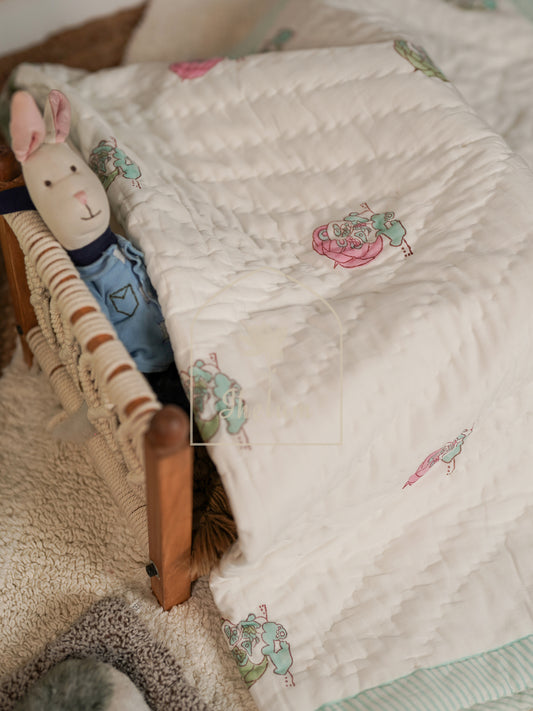 Zara Quilt – Little Whispers (Sustainable Cotton, Reversible)