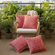 Ruhani Handcrafted Red Chambray Cushion Cover 16x16 Inch – Ethnic Embroidered Design for Festive Indian Homes