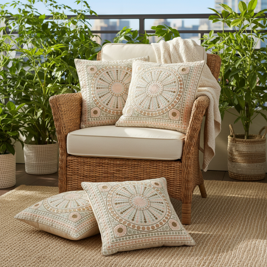 Aanya Handcrafted White Chambray Cushion Cover