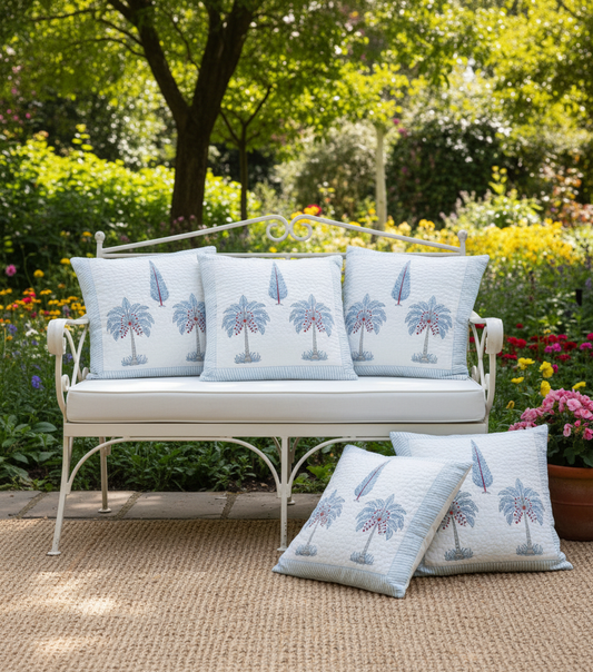 Aarohi Palm Design Hand Block Printed Cusion cover