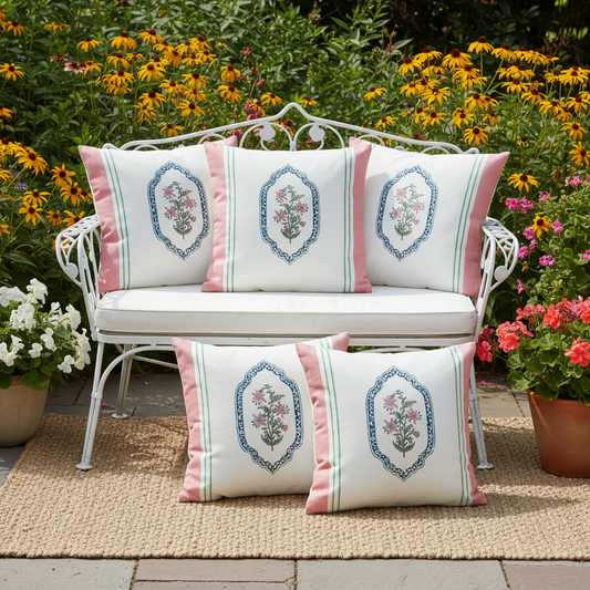 Ruhani Handcrafted Cotton Cushion Cover 16x16 Inch – Ethnic Festive Embroidered Design for Home Décor